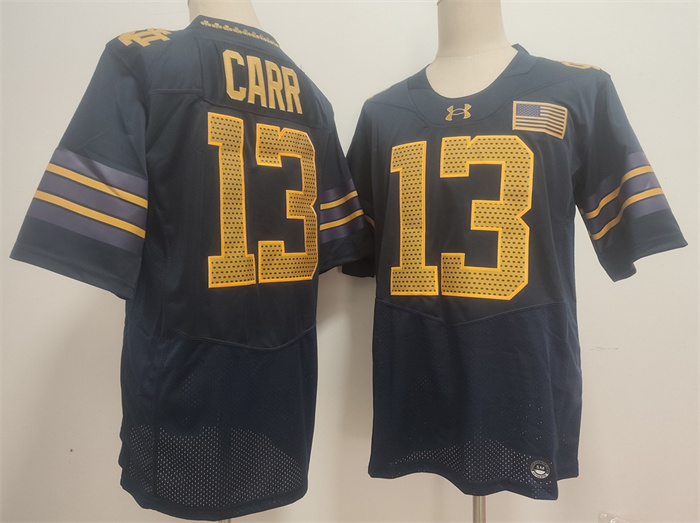 Men's Notre Dame Fighting Irish #13 CJ Carr Navy 2026 Shamrock Series Stitched Jersey
