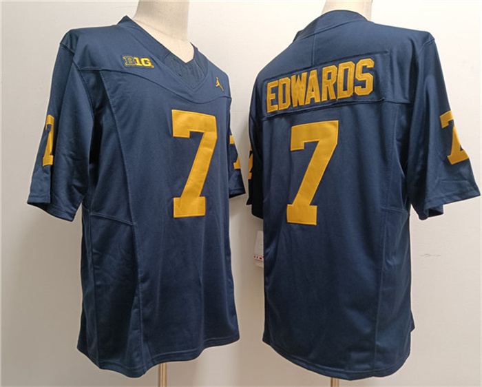 Men's Michigan Wolverines #7 Donovan Edwards Navy Stitched Jersey Men's Michigan Wolverines #7 Donovan Edwards Navy Stitched Jersey