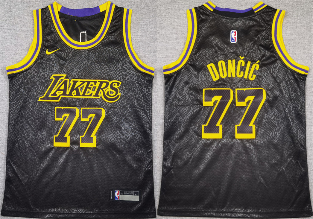 Youth Los Angeles Lakers #77 Luka Dončić Black 2025 City Edition Stitched Basketball Jersey