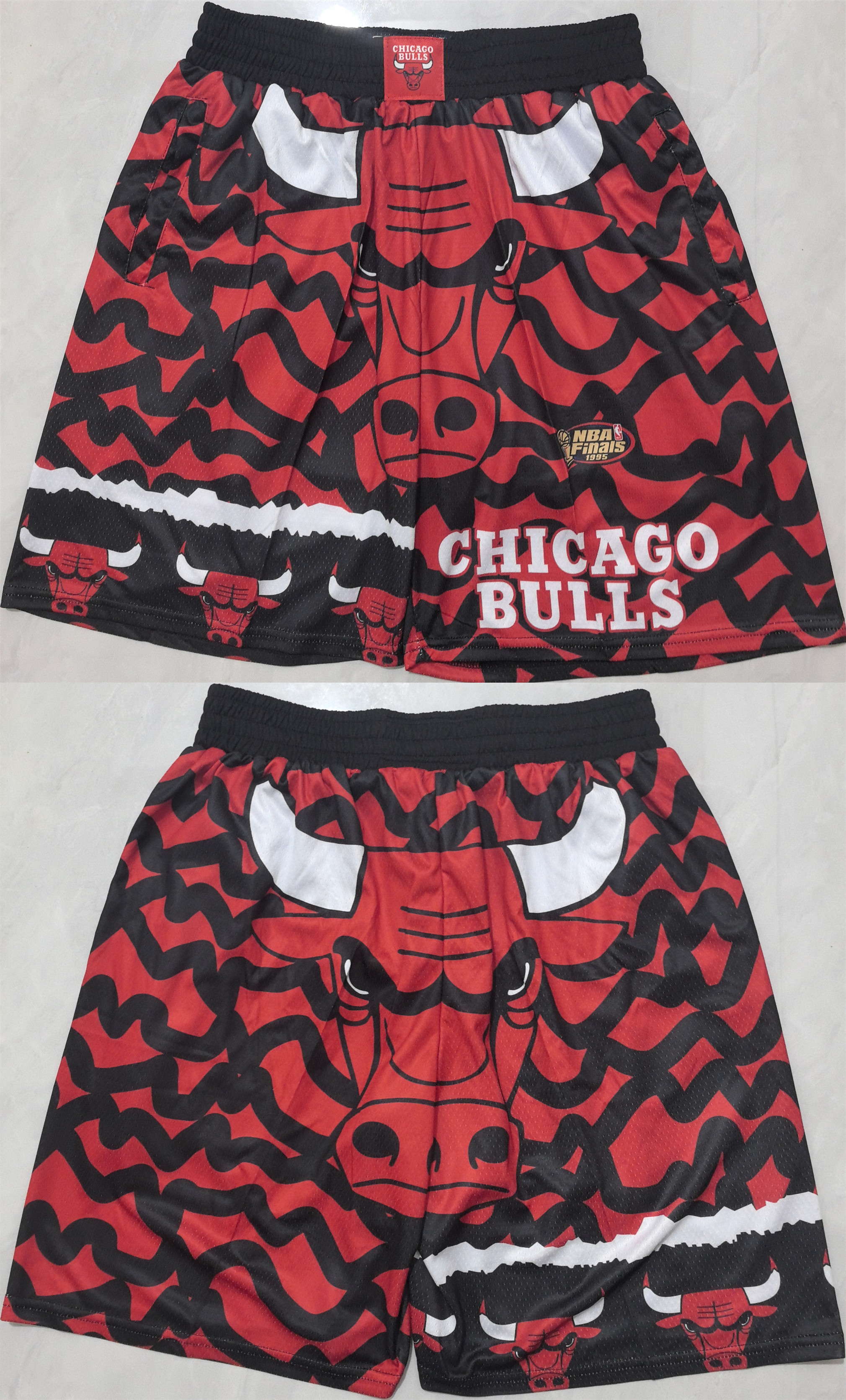 Men's Chicago Bulls Black/Red Shorts (Run Small)