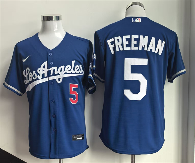 Men's Los Angeles Dodgers #5 Freddie Freeman Royal 2026 Gold Collection Stadium Stitched Baseball Jersey Men's Los Angeles Dodgers #5 Freddie Freeman Royal 2026 Gold Collection Stadium Stitched Baseball Jersey