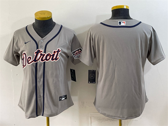 Women's Detroit Tigers Blank Grey Cool Base Stitched Baseball Jersey(Run Small)mall)
