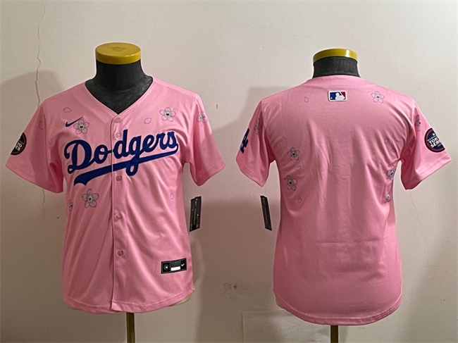 Youth Los Angeles Dodgers Blank Pink 2025 Tokyo Series Limited Stitched Baseball Jersey Youth Los Angeles Dodgers Blank Pink 2025 Tokyo Series Limited Stitched Baseball Jersey