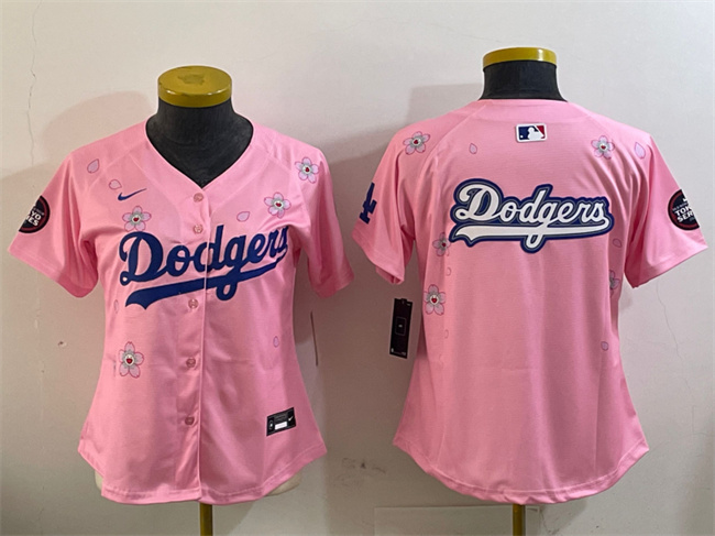 Youth Los Angeles Dodgers Team Big Logo Pink 2025 Tokyo Series Limited Stitched Baseball Jersey Youth Los Angeles Dodgers Team Big Logo Pink 2025 Tokyo Series Limited Stitched Baseball Jersey