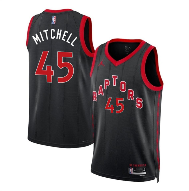 Men's Toronto Raptors #45 Davion Mitchell Black Statement Edition Stitched Basketball Jersey Men's Toronto Raptors #45 Davion Mitchell Black Statement Edition Stitched Basketball Jersey
