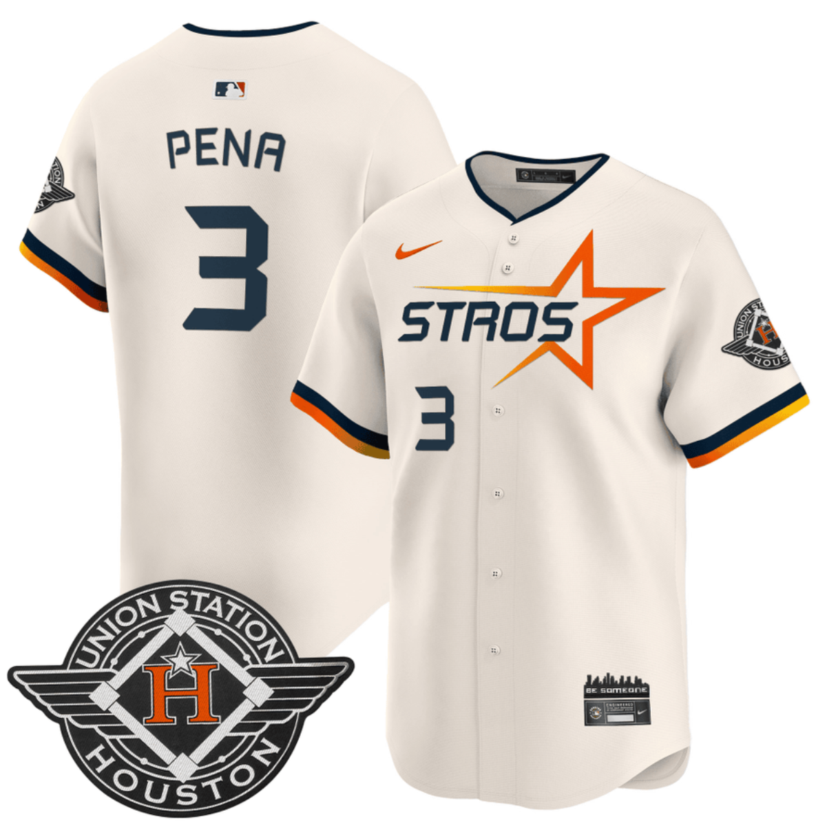 Men's Houston Astros #3 Jeremy Peña Cream 2025 City Connect Limited Stitched Baseball Jersey