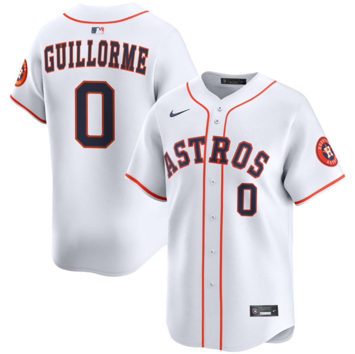 Men's Houston Astros #0 Luis Guillorme White 2025 Home Limited Stitched Baseball Jersey Men's Houston Astros #0 Luis Guillorme White 2025 Home Limited Stitched Baseball Jersey
