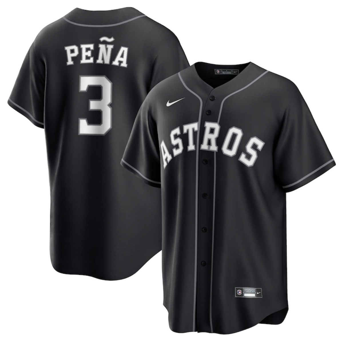 Men's Houston Astros #3 Jeremy Peña Black Lights Out Limited Stitched Baseball Jersey Men's Houston Astros #3 Jeremy Peña Black Lights Out Limited Stitched Baseball Jersey