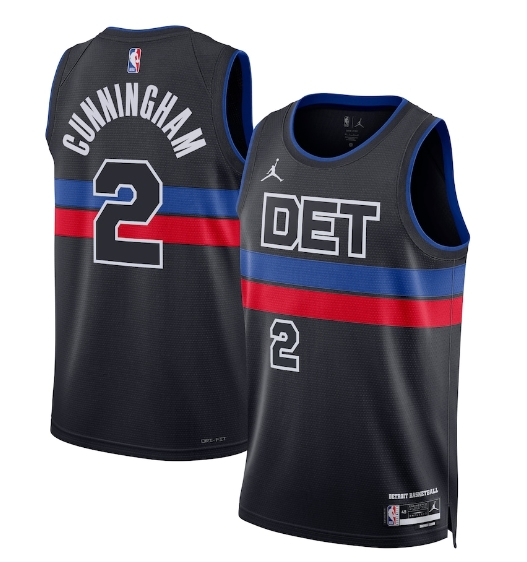 Men's Detroit Pistons #2 Cade Cunningham Black 2024 Statement Edition Stitched Basketball Jersey
