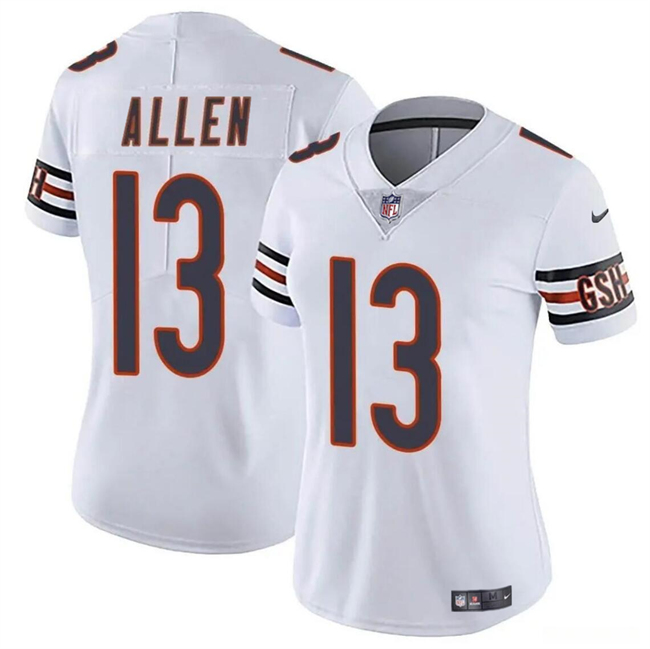 Women's Chicago Bears #13 Keenan Allen White 2024 Vapor Stitched Jersey(Run Small)