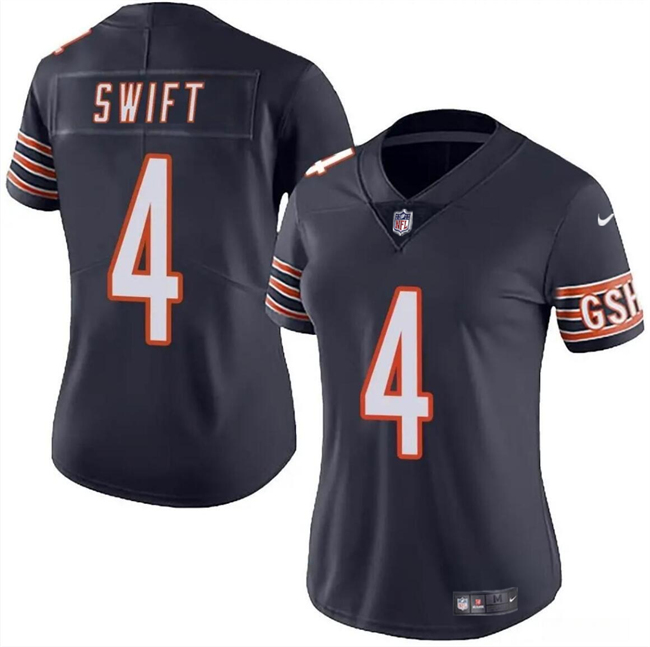 Women's Chicago Bears #4 D’Andre Swift Navy 2024 Vapor Stitched Jersey(Run Small)