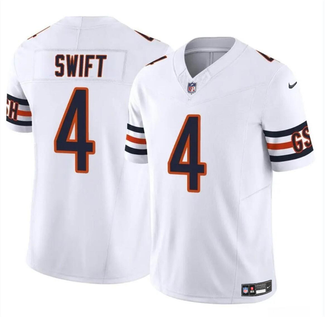 Youth Chicago Bears #4 D’Andre Swift White 2023 F.U.S.E. Vapor Stitched Football Jersey