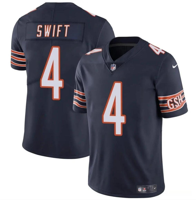 Youth Chicago Bears #4 D’Andre Swift Navy Vapor Stitched Football Jersey