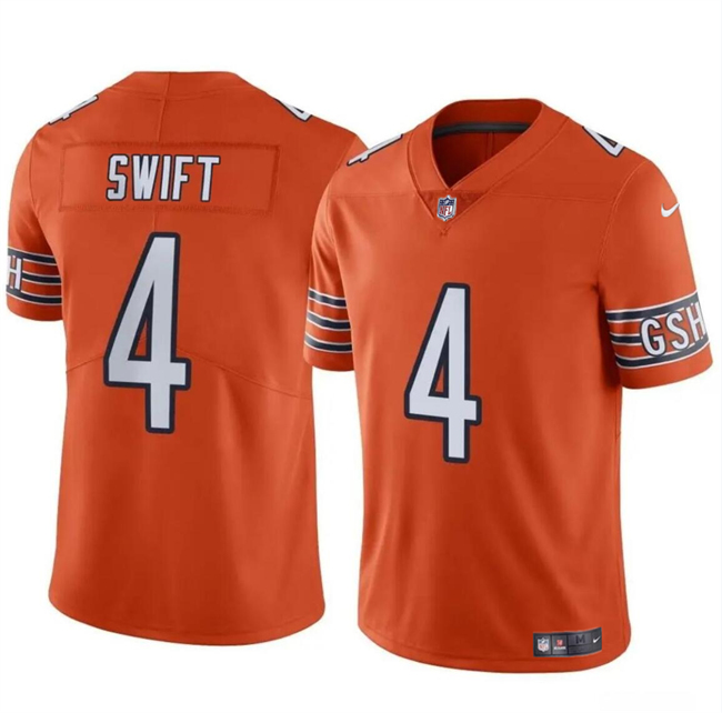 Youth Chicago Bears #4 D’Andre Swift Orange Vapor Stitched Football Jersey