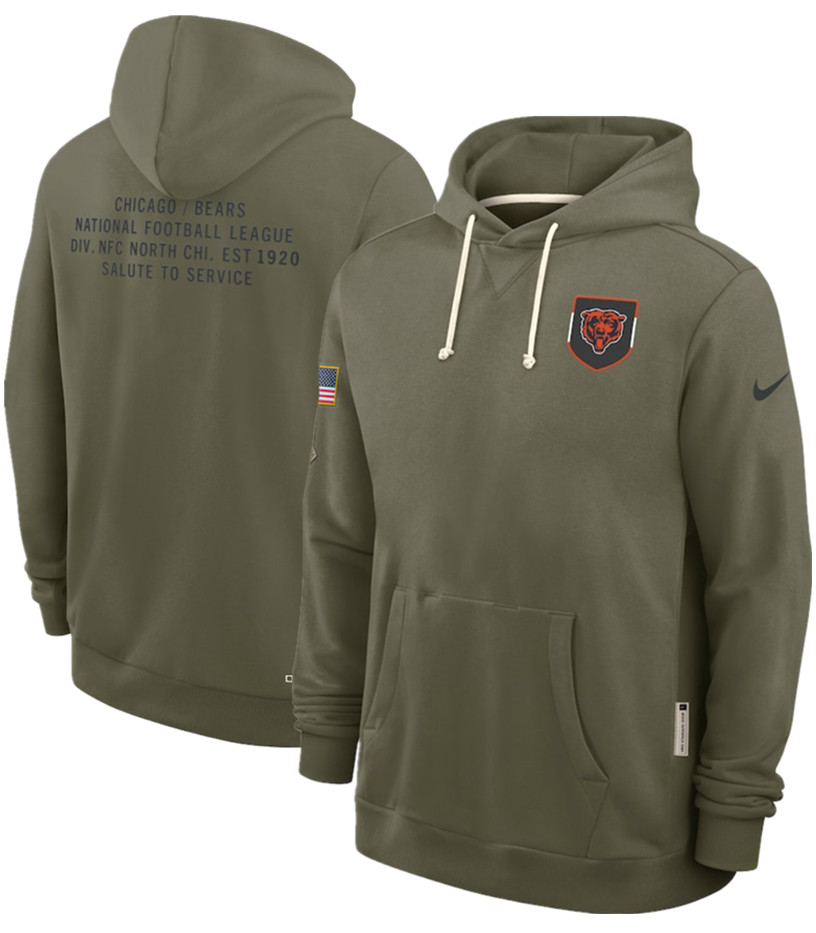 Men's Chicago Bears Olive 2025 Salute to Service Pullover Hoodie Men's Chicago Bears Olive 2025 Salute to Service Pullover Hoodie