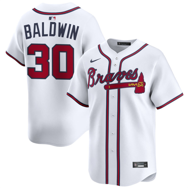 Men's Atlanta Braves #30 Drake Baldwin White 2025 Home Limited Stitched Baseball Jersey Men's Atlanta Braves #30 Drake Baldwin White 2025 Home Limited Stitched Baseball Jersey