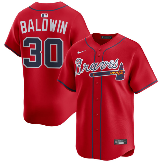 Men's Atlanta Braves #30 Drake Baldwin Red 2025 Alternate Limited Stitched Baseball Jersey Men's Atlanta Braves #30 Drake Baldwin Red 2025 Alternate Limited Stitched Baseball Jersey
