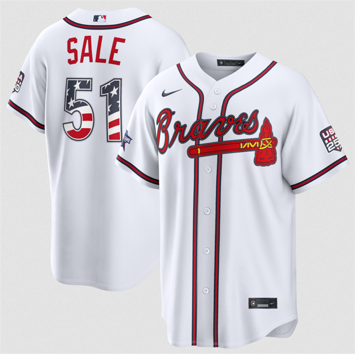 Men's Atlanta Braves #51 Chris Sale White 2026 All-Star Edition Stars & Stripes Stadium Pick-A-Player Stitched Baseball Jersey Men's Atlanta Braves #51 Chris Sale White 2026 All-Star Edition Stars & Stripes Stadium Pick-A-Player Stitched Baseball Jersey