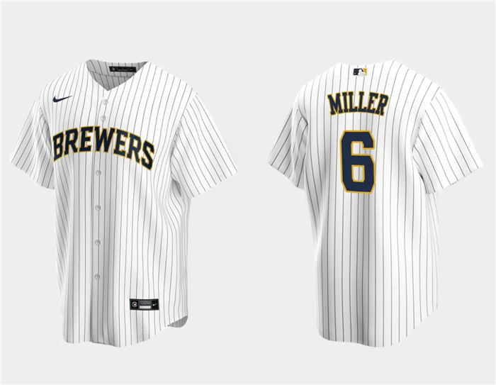 Men's Milwaukee Brewers #6 Owen Miller White Cool Base Stitched Jersey Men's Milwaukee Brewers #6 Owen Miller White Cool Base Stitched Jersey