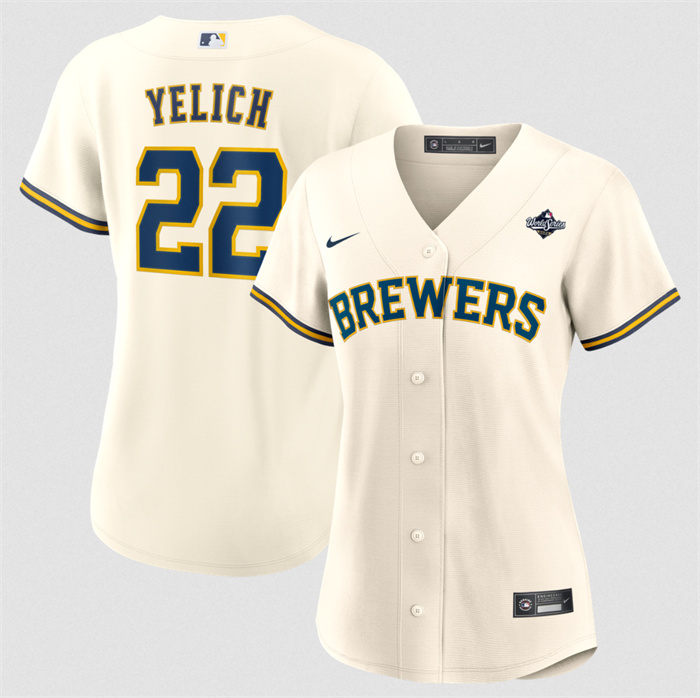 Women's Milwaukee Brewers #22 Christian Yelich Cream 2026 World Series Limited Stitched Baseball Jersey(Run Small)