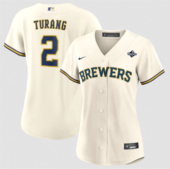 Women's Milwaukee Brewers #2 Brice Turang Cream 2026 World Series Limited Stitched Baseball Jersey(Run Small)