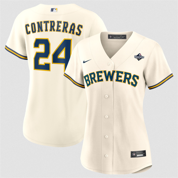Women's Milwaukee Brewers #24 William Contreras Cream 2026 World Series Limited Stitched Baseball Jersey(Run Small)