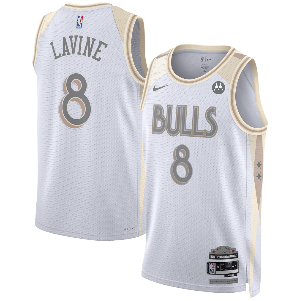 Men's Chicago Bulls #8 Zach LaVine White 202/25 City Edition Stitched Basketball Jersey Men's Chicago Bulls #8 Zach LaVine White 202/25 City Edition Stitched Basketball Jersey