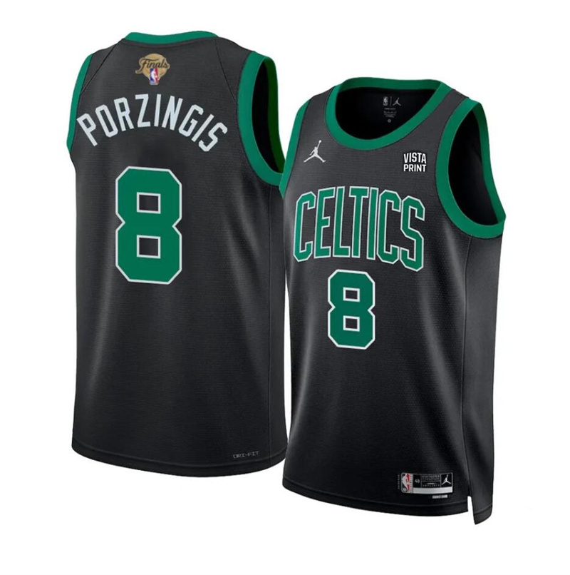 Men's Boston Celtics #8 Kristaps Porzingis Black 2024 Finals Statement Edition Stitched Basketball Jersey Men's Boston Celtics #8 Kristaps Porzingis Black 2024 Finals Statement Edition Stitched Basketball Jersey
