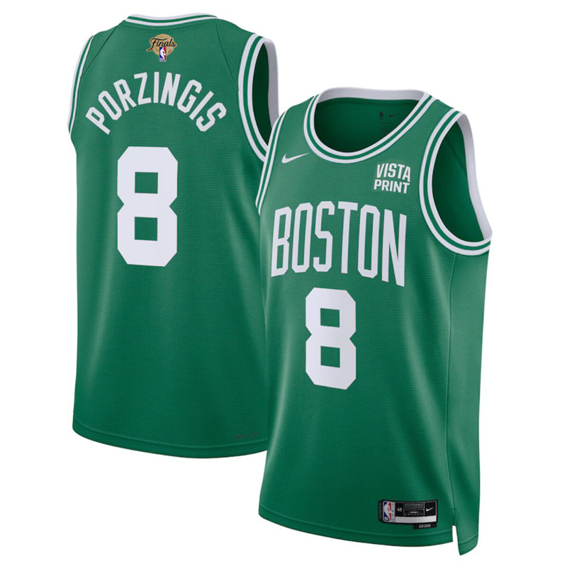 Men's Boston Celtics #8 Kristaps Porzingis Kelly Green 2024 Finals Icon Edition Stitched Basketball Jersey Men's Boston Celtics #8 Kristaps Porzingis Kelly Green 2024 Finals Icon Edition Stitched Basketball Jersey