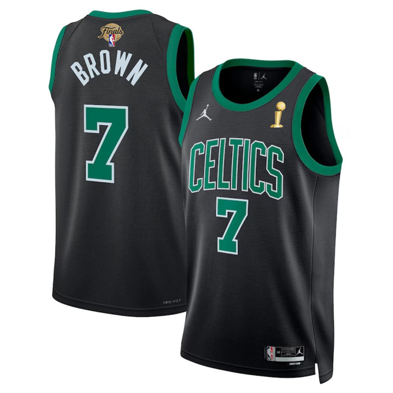 Men's Boston Celtics #7 Jaylen Brown Black 2024 Finals Champions Statement Edition Stitched Basketball Jersey Men's Boston Celtics #7 Jaylen Brown Black 2024 Finals Champions Statement Edition Stitched Basketball Jersey