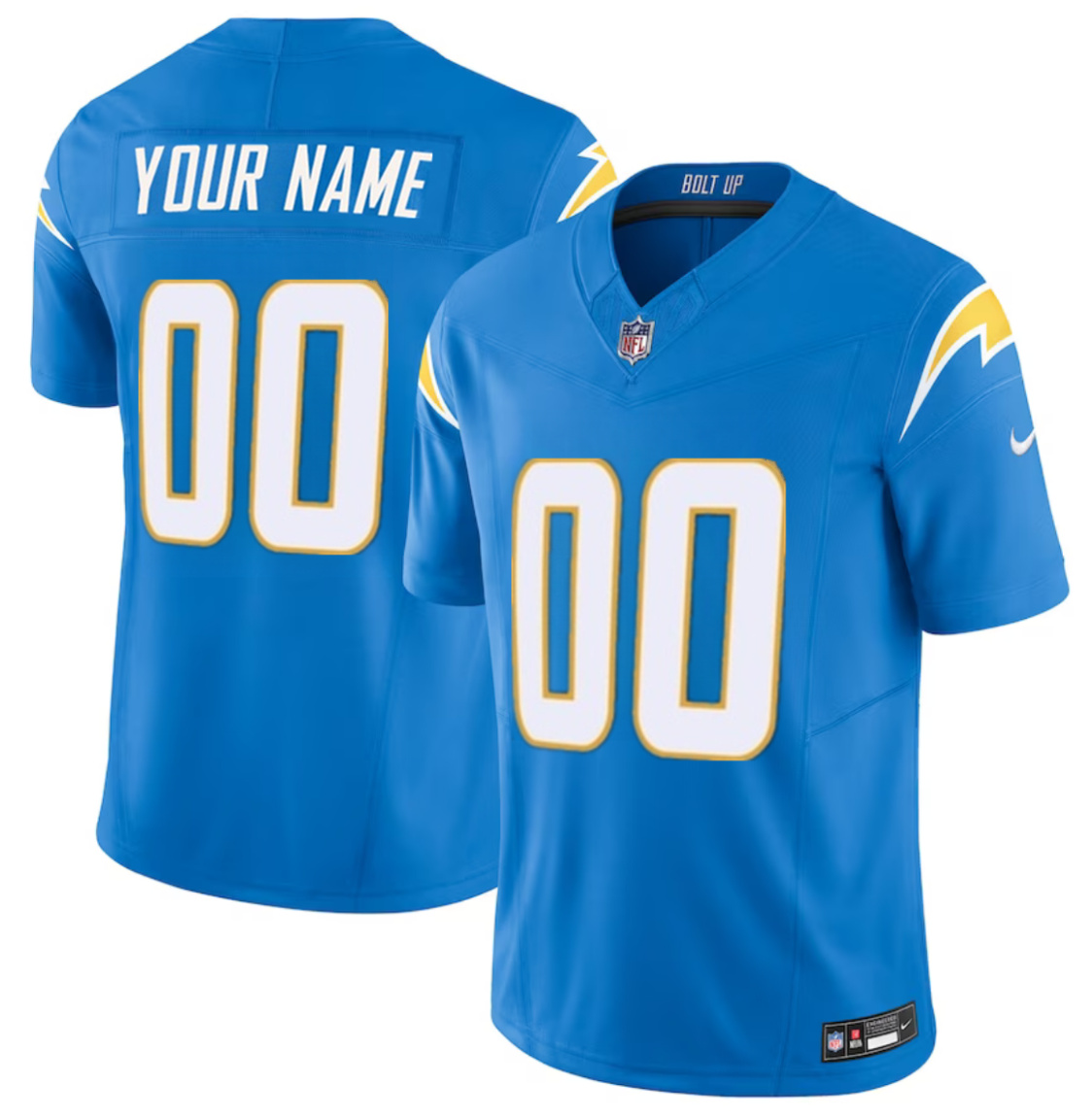 Women's Los Angeles Chargers Custom Light Blue 2023 F.U.S.E. Vapor Untouchable Limited Stitched Football Jersey
