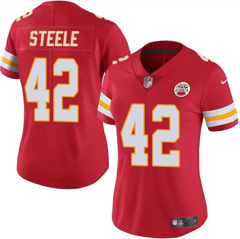 Women's Kansas City Chiefs #42 Carson Steele Red Vapor Untouchable Limited Stitched Jersey(Run Small) Women's Kansas City Chiefs #42 Carson Steele Red Vapor Untouchable Limited Stitched Jersey(Run Small)