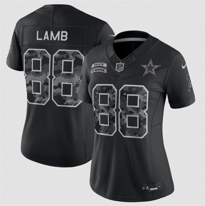 Women's Dallas Cowboys #88 CeeDee Lamb Black 2026 Salute to Service Limited Stitched Football Jersey(Run Small)