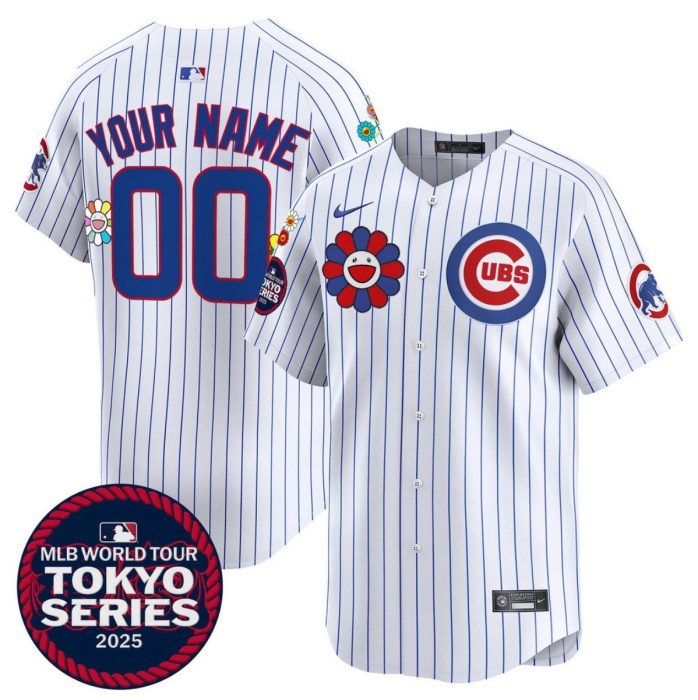 Men's Chicago Cubs Active Player Custom White 2025 Tokyo Series Limited Stitched Baseball Jersey Men's Chicago Cubs Active Player Custom White 2025 Tokyo Series Limited Stitched Baseball Jersey