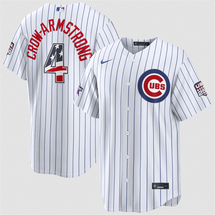 Men's Chicago Cubs #4 Pete Crow-Armstrong White 2026 All-Star Edition Stars & Stripes Stadium Pick-A-Player Stitched Baseball Jersey Men's Chicago Cubs #4 Pete Crow-Armstrong White 2026 All-Star Edition Stars & Stripes Stadium Pick-A-Player Stitched Baseball Jersey