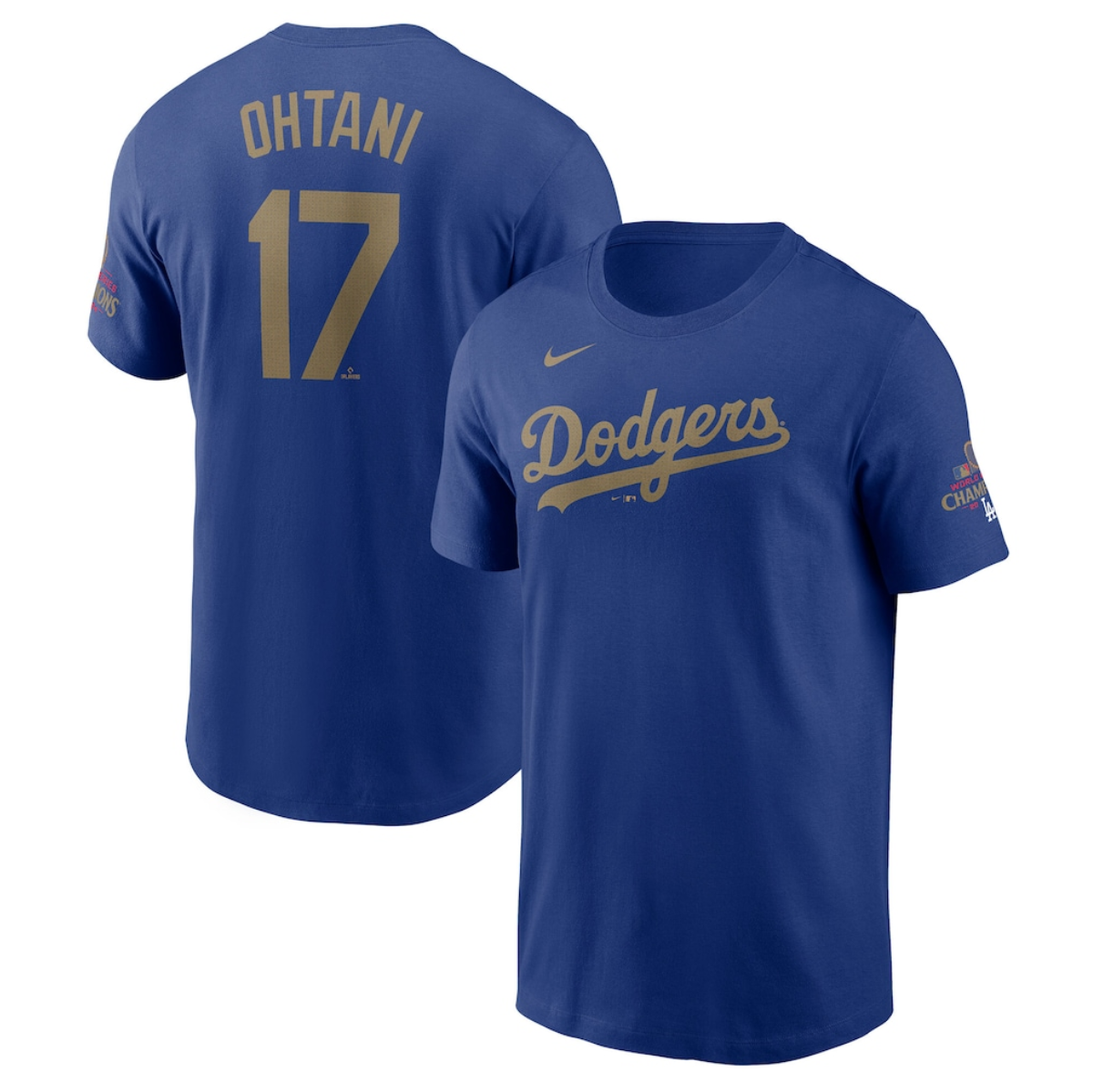 Men's Los Angeles Dodgers #17 Shohei Ohtani Royal 2025 Gold Collection Name & Number T-Shirt Men's Los Angeles Dodgers #17 Shohei Ohtani Royal 2025 Gold Collection Name & Number T-Shirt