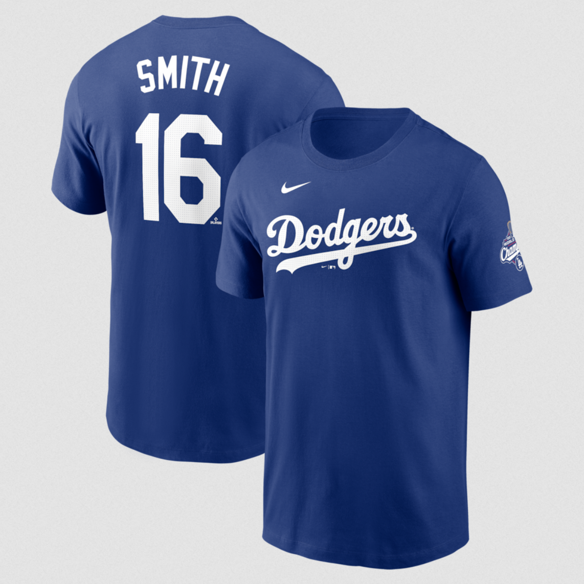 Men's Los Angeles Dodgers #16 Will Smith Royal 2025 World Series Champions Name & Number T-Shirt Men's Los Angeles Dodgers #16 Will Smith Royal 2025 World Series Champions Name & Number T-Shirt