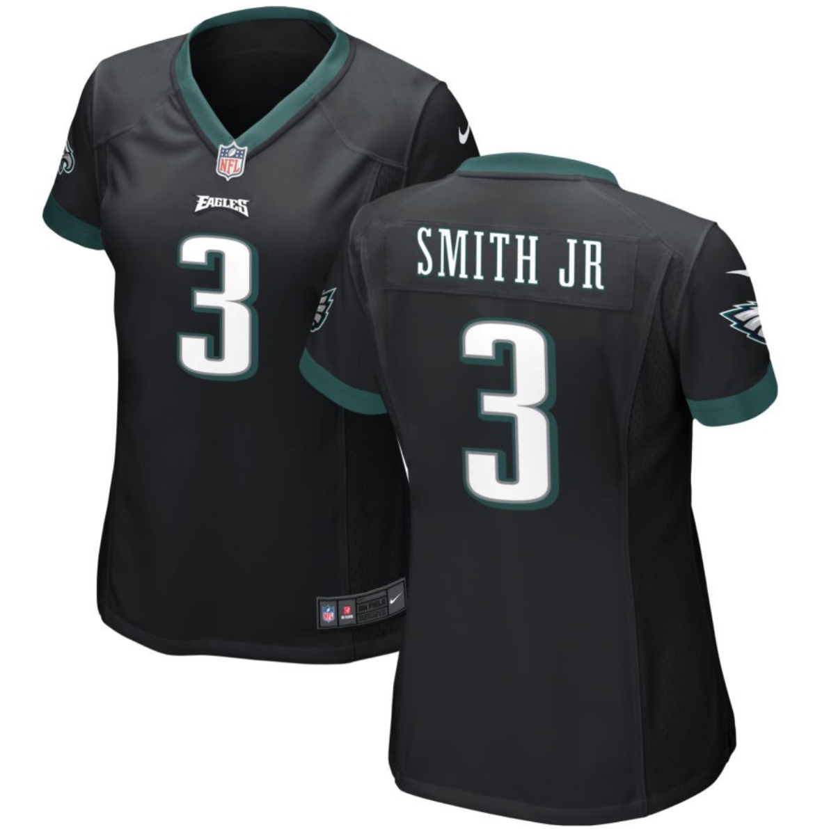 Women's Philadelphia Eagles #3 Nolan Smith JR Black Stitched Football Jersey(Run Small)
