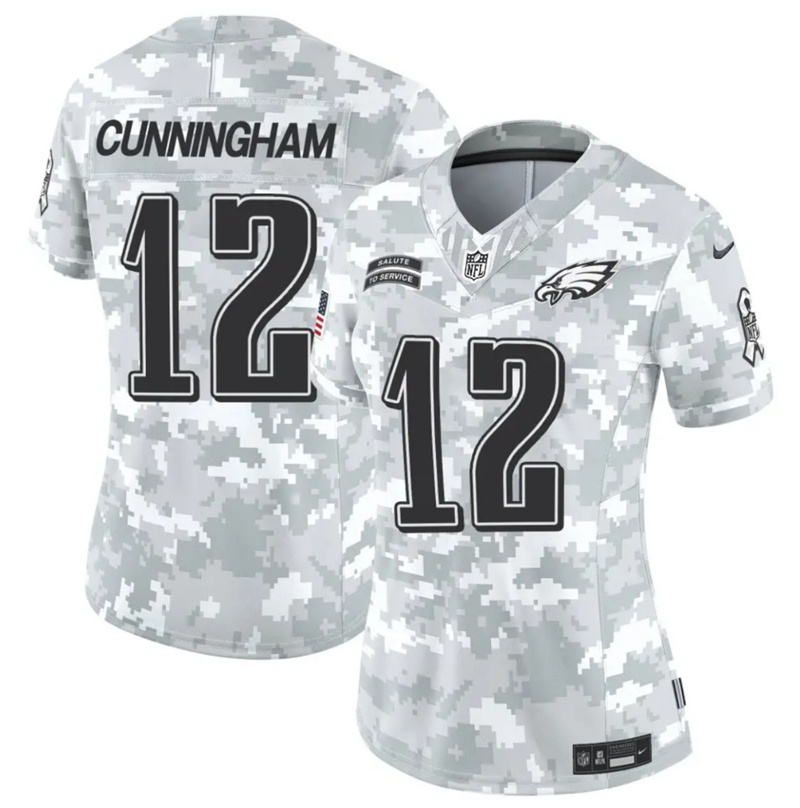 Women's Philadelphia Eagles #12 Randall Cunningham 2024 F.U.S.E Arctic Camo Salute to Service Limited Stitched Jersey(Run Small) Women's Philadelphia Eagles #12 Randall Cunningham 2024 F.U.S.E Arctic Camo Salute to Service Limited Stitched Jersey(Run Small)