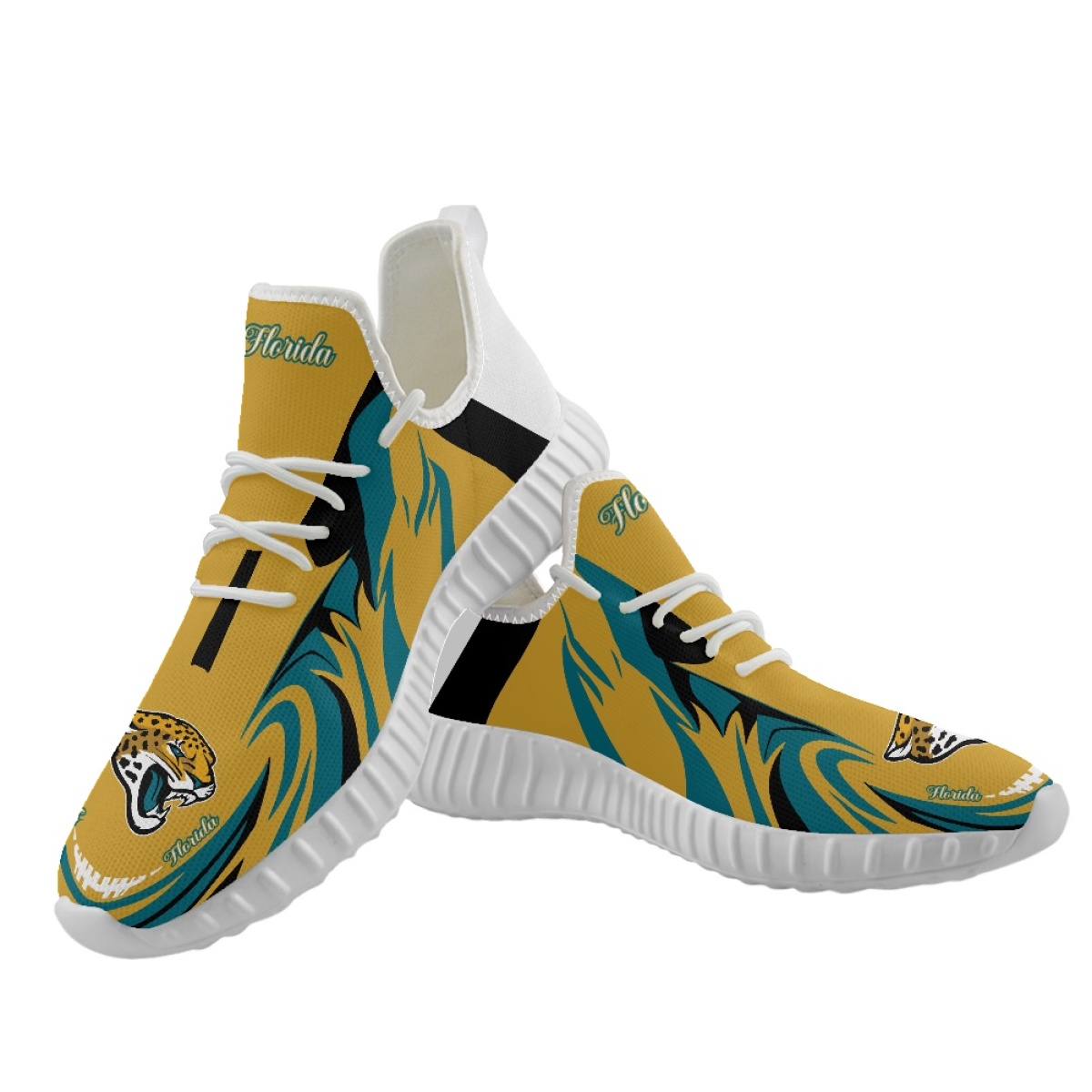 Men's Jacksonville Jaguars Mesh Knit Sneakers/Shoes 008 Men's Jacksonville Jaguars Mesh Knit Sneakers/Shoes 008