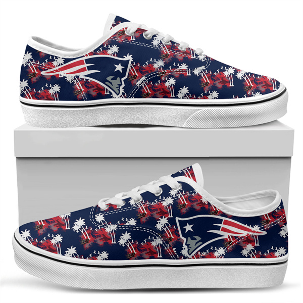 Women's New England Patriots Vans Low Top Sneakers 005