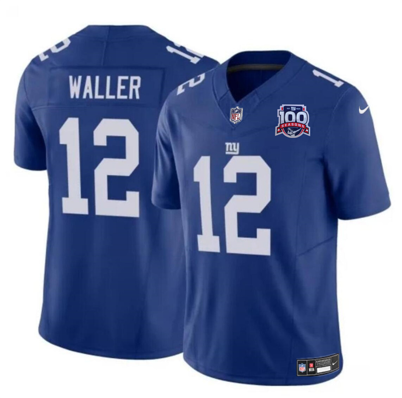 Youth New York Giants #12 Darren Waller Blue 2024 F.U.S.E. 100TH Season Patch Vapor Untouchable Limited Stitched Jersey Youth New York Giants #12 Darren Waller Blue 2024 F.U.S.E. 100TH Season Patch Vapor Untouchable Limited Stitched Jersey