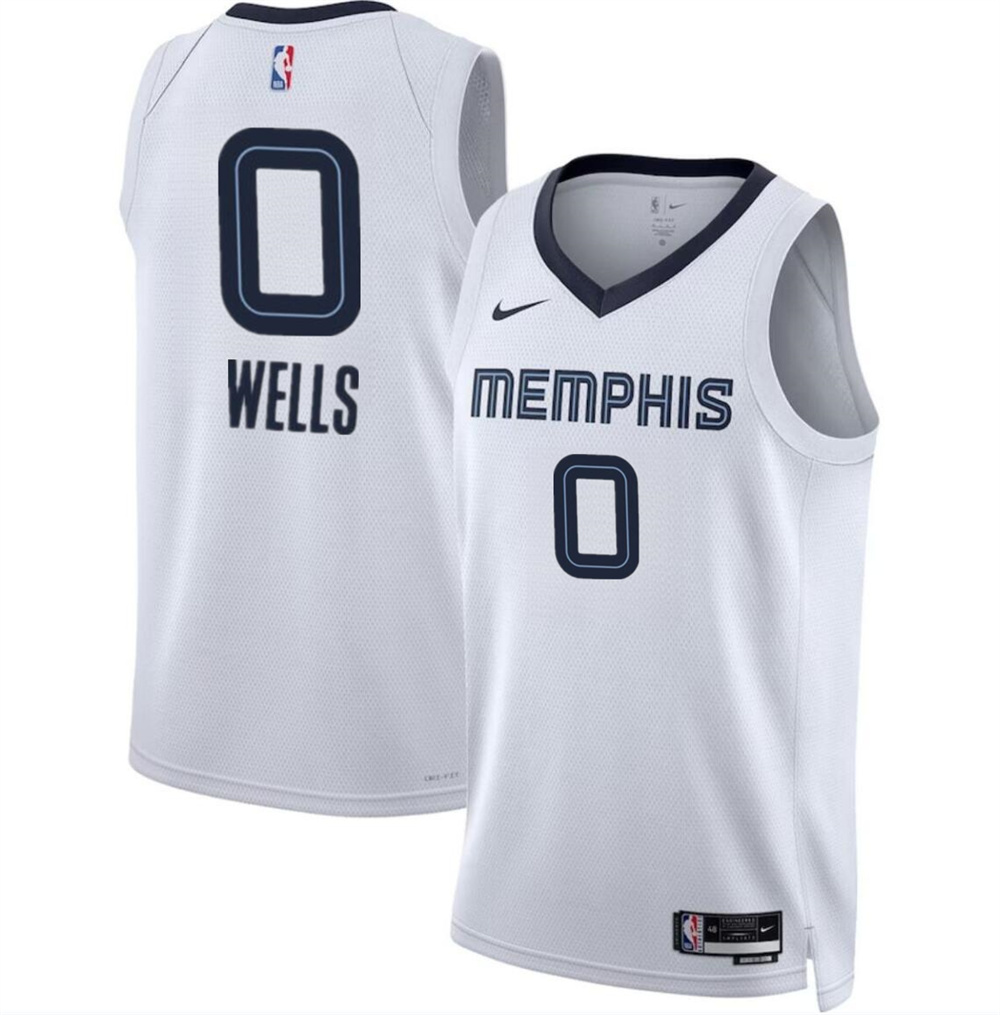 Men's Memphis Grizzlies #0 Jaylen Wells White 2024 Draft Association Edition Stitched Jersey Men's Memphis Grizzlies #0 Jaylen Wells White 2024 Draft Association Edition Stitched Jersey
