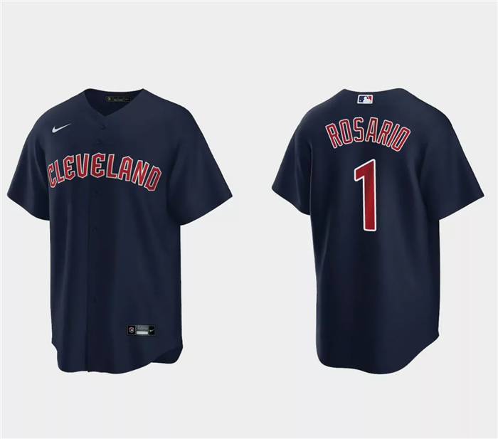 Men's Cleveland Guardians #1 Amed Rosario Navy Cool Base Stitched Jersey Men's Cleveland Guardians #1 Amed Rosario Navy Cool Base Stitched Jersey