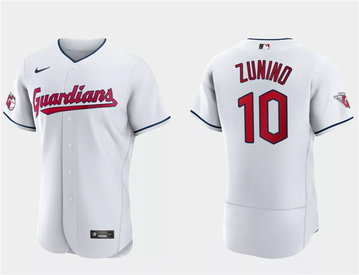 Men's Cleveland Guardians #10 Mike Zunino White Flex Base Stitched Jersey Men's Cleveland Guardians #10 Mike Zunino White Flex Base Stitched Jersey