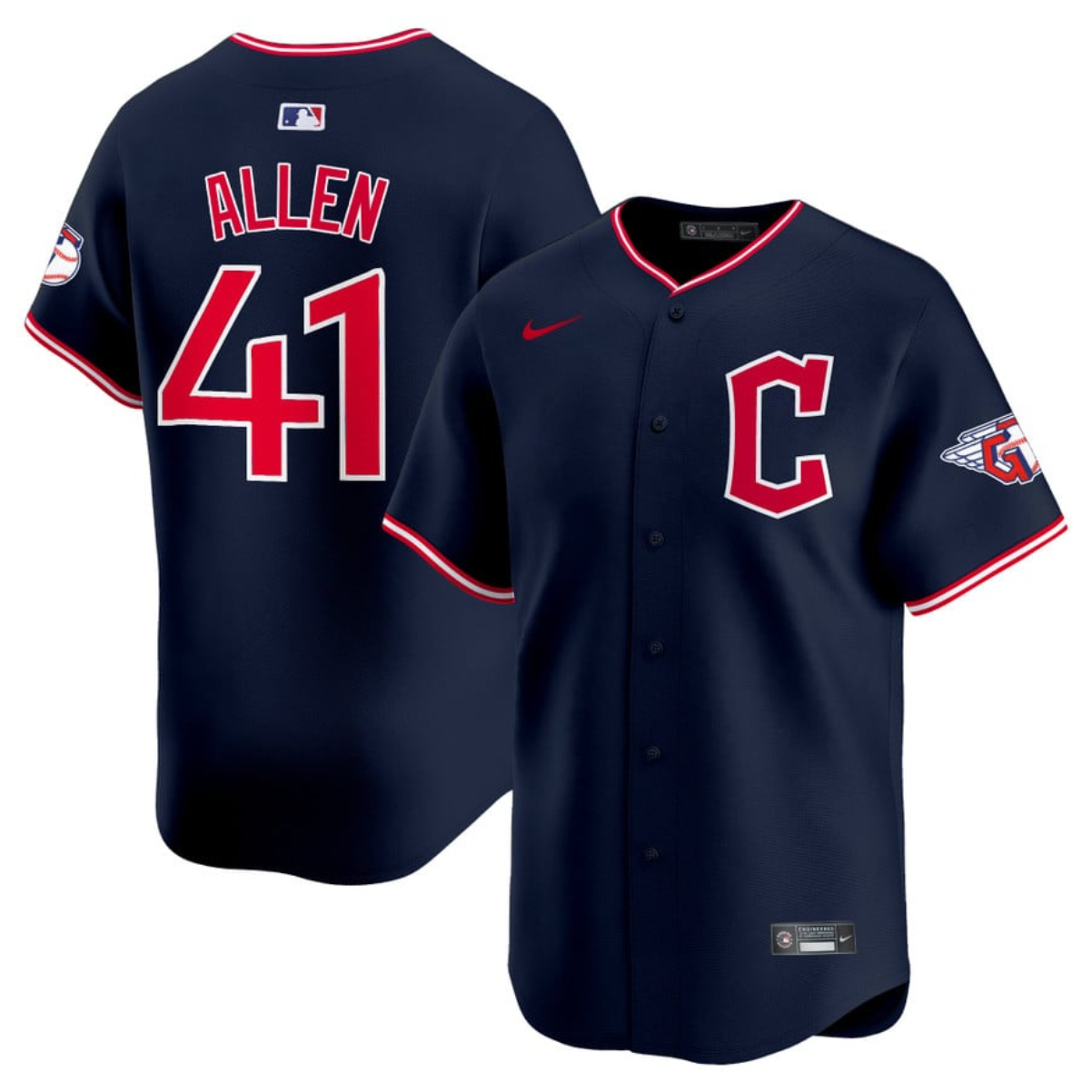 Men's Cleveland Guardians #41 Carlos Santana Navy 2025 Alternate Limited Stitched Baseball Jersey Men's Cleveland Guardians #41 Carlos Santana Navy 2025 Alternate Limited Stitched Baseball Jersey