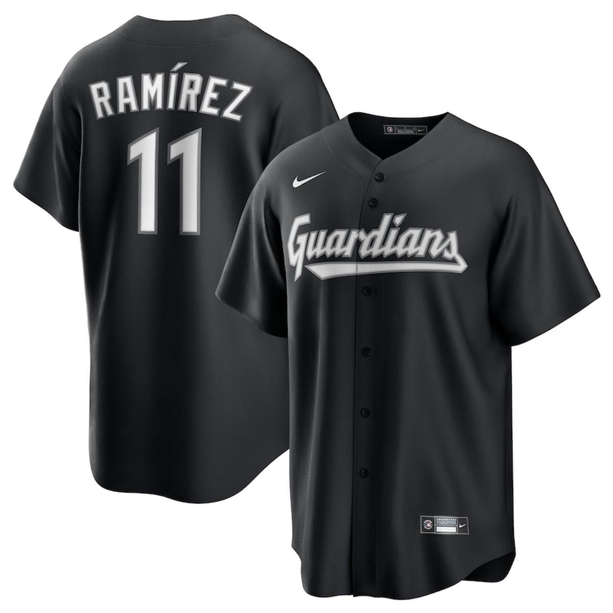 Men's Cleveland Guardians #11 José Ramírez Black Lights Out Limited Stitched Baseball Jersey Men's Cleveland Guardians #11 José Ramírez Black Lights Out Limited Stitched Baseball Jersey