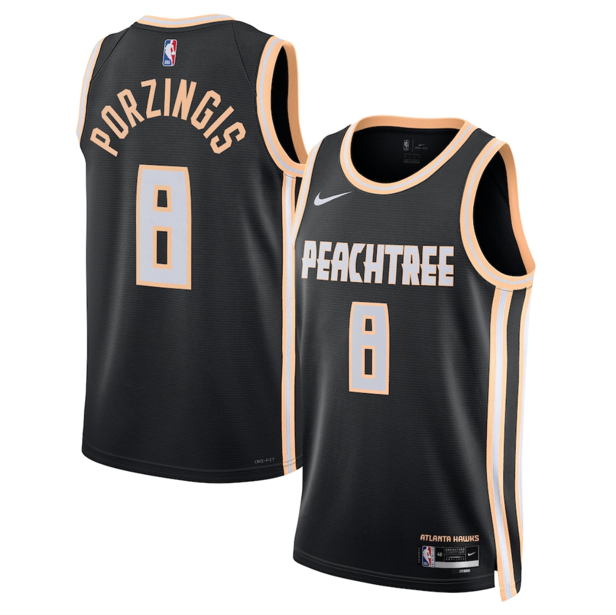 Men's Atlanta Hawks #8 Kristaps Porziņģis Black 2025/26 City Edition Stitched Jersey