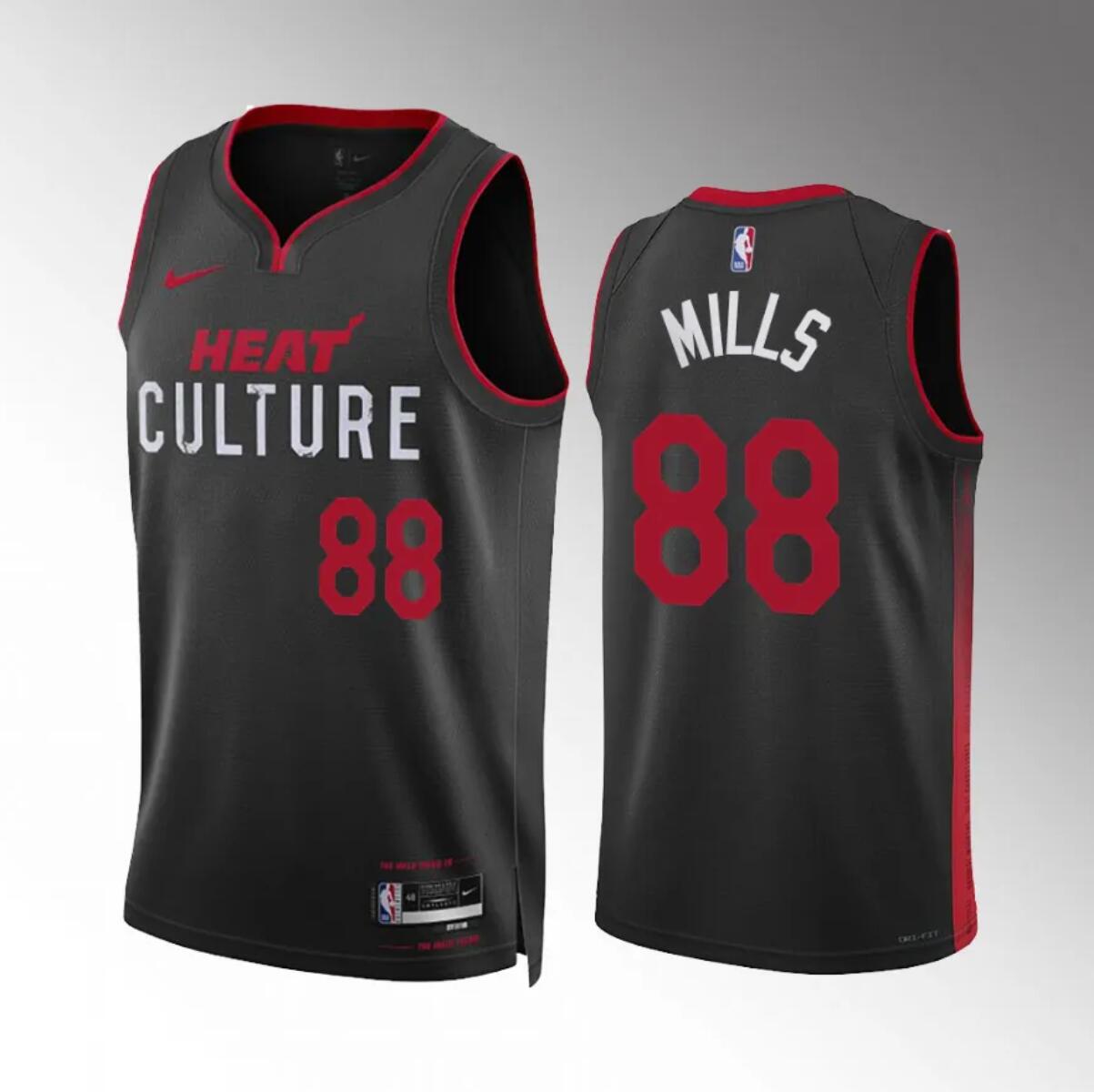 Men's Miami Heat #88 Patrick Mills Black 2023/24 City Edition Stitched Basketball Jersey Men's Miami Heat #88 Patrick Mills Black 2023/24 City Edition Stitched Basketball Jersey