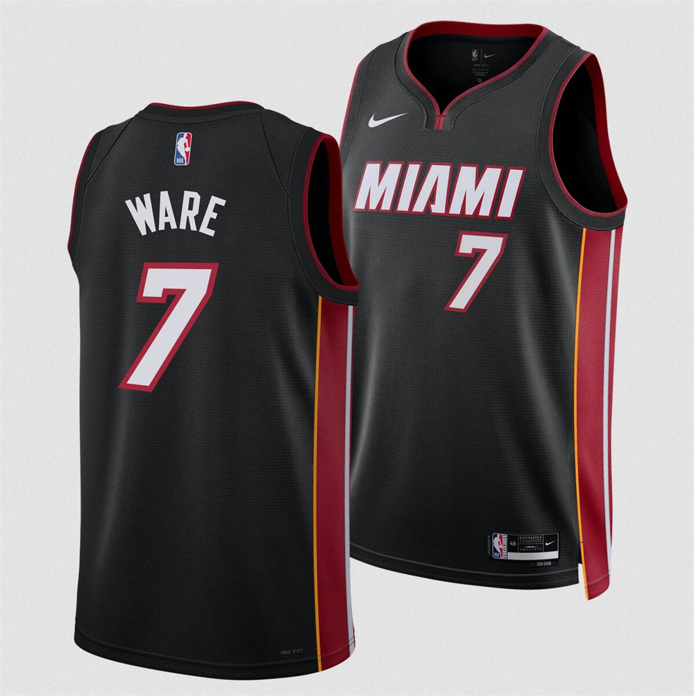 Men's Miami Heat #7 Kel'el Were Black 2024 Draft Icon Edition Stitched Basketball Jersey Men's Miami Heat #7 Kel'el Were Black 2024 Draft Icon Edition Stitched Basketball Jersey